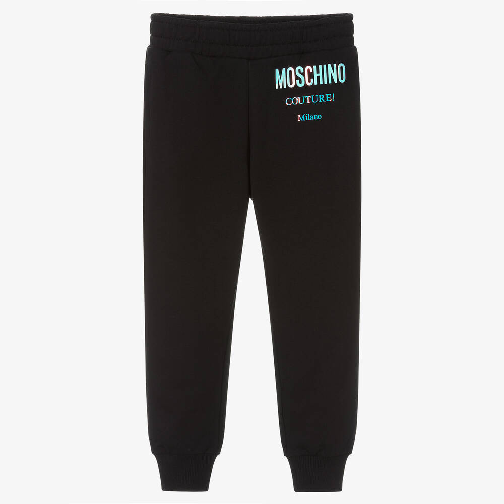 Moschino Kid-Teen - Boys Black Cotton Logo Joggers | Childrensalon