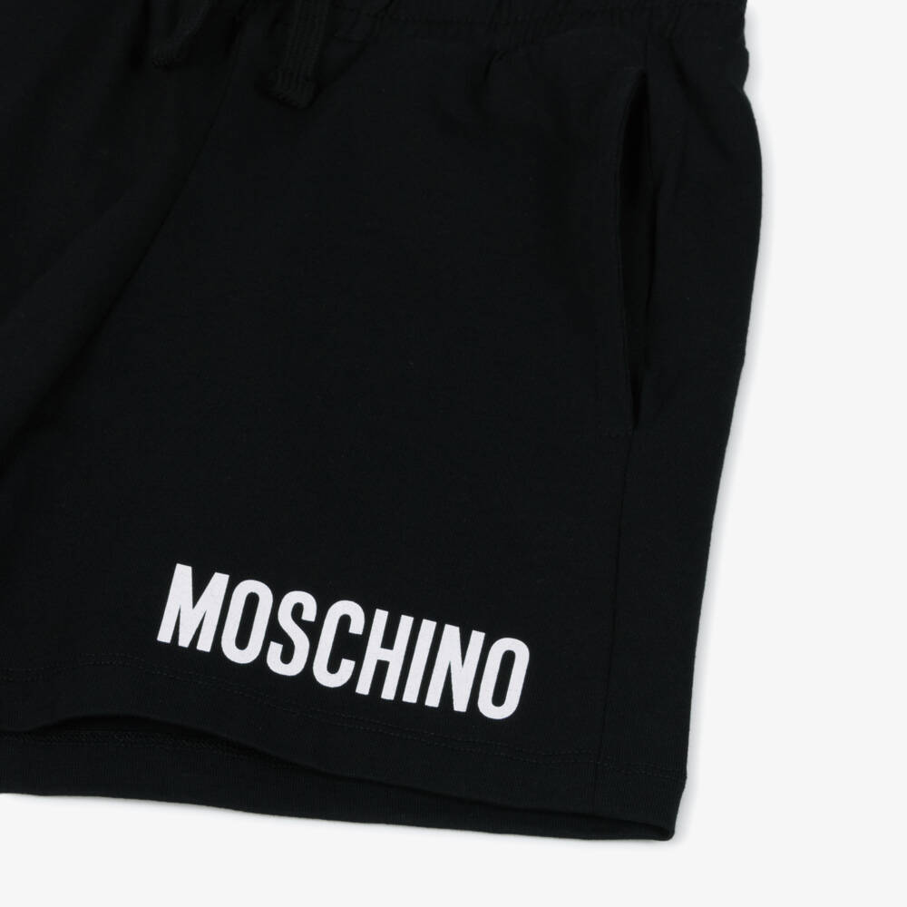 Moschino-شورت قطني أسود للأولاد بشعار الماركة | Childrensalon Outlet