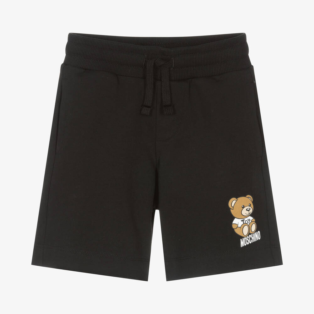 Moschino Kid-Teen - Boys Black Cotton Teddy Logo Shorts | Childrensalon