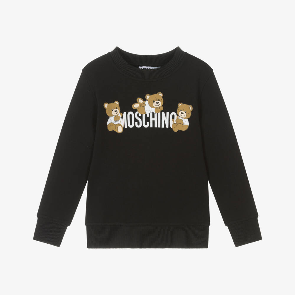 Moschino-سويت شيرت دافئ للأولاد باللون الأسود مع تصميم دب | Childrensalon Outlet