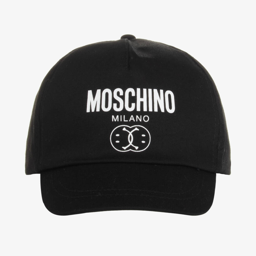 Moschino Kid-Teen-Boys Black Double Smiley Cap | Childrensalon Outlet