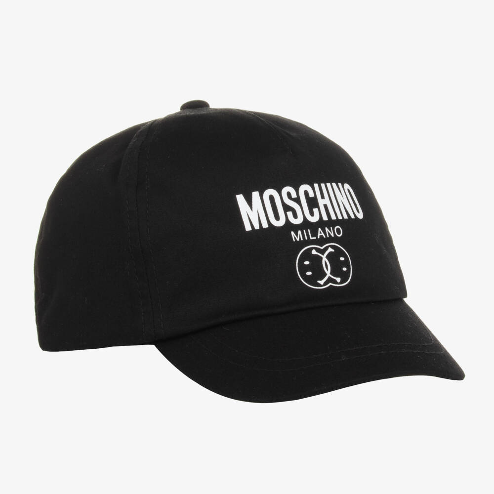 Moschino Kid-Teen-Boys Black Double Smiley Cap | Childrensalon Outlet