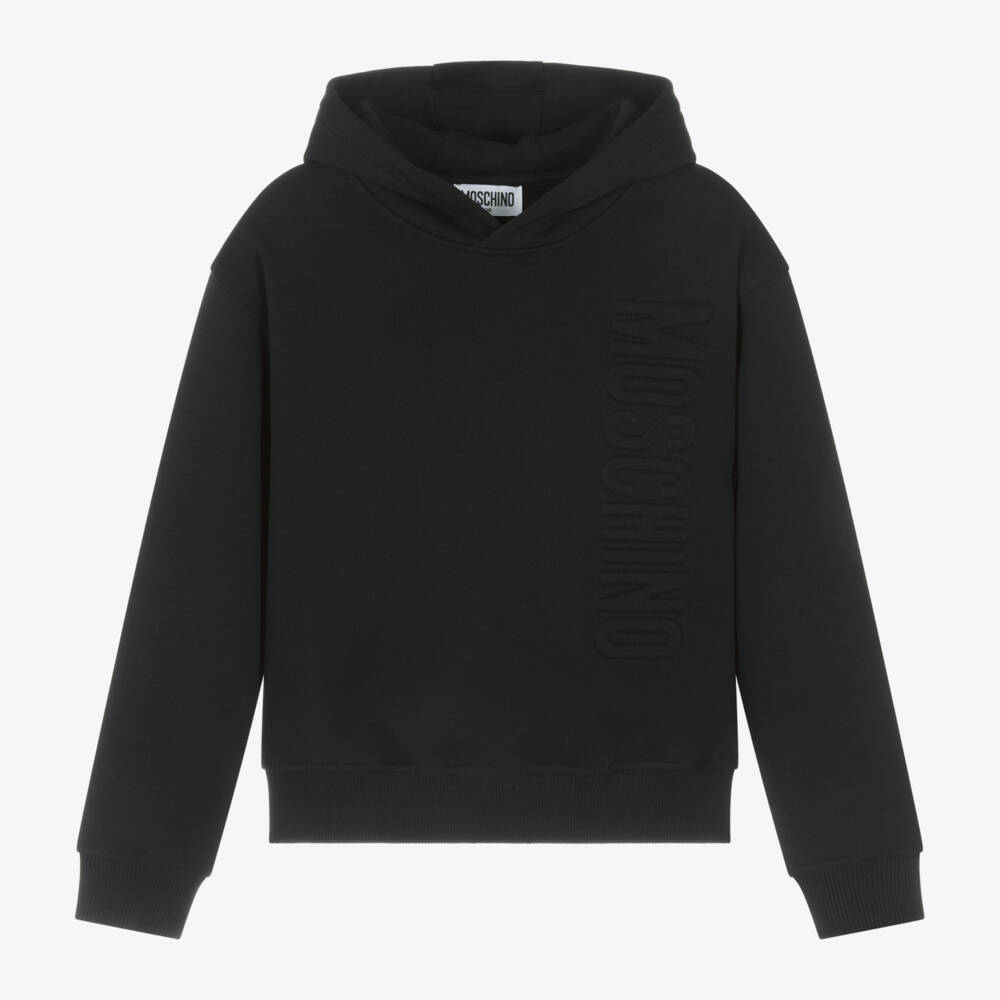 Moschino Кид-Тин-Boys Black Embossed Logo Sweatshirt | Childrensalon Outlet