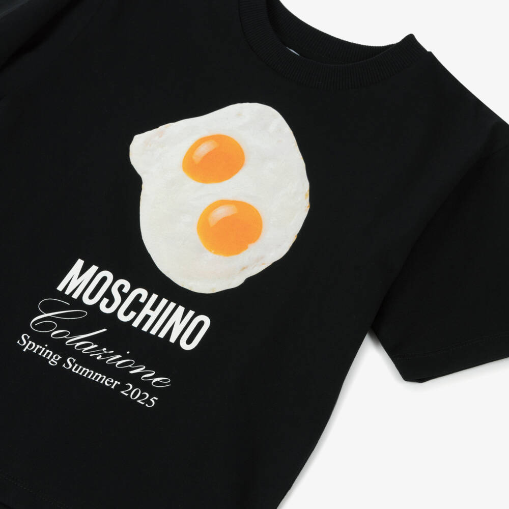 Moschino-Boys Black Fun Egg Graphic Tee | Childrensalon Outlet