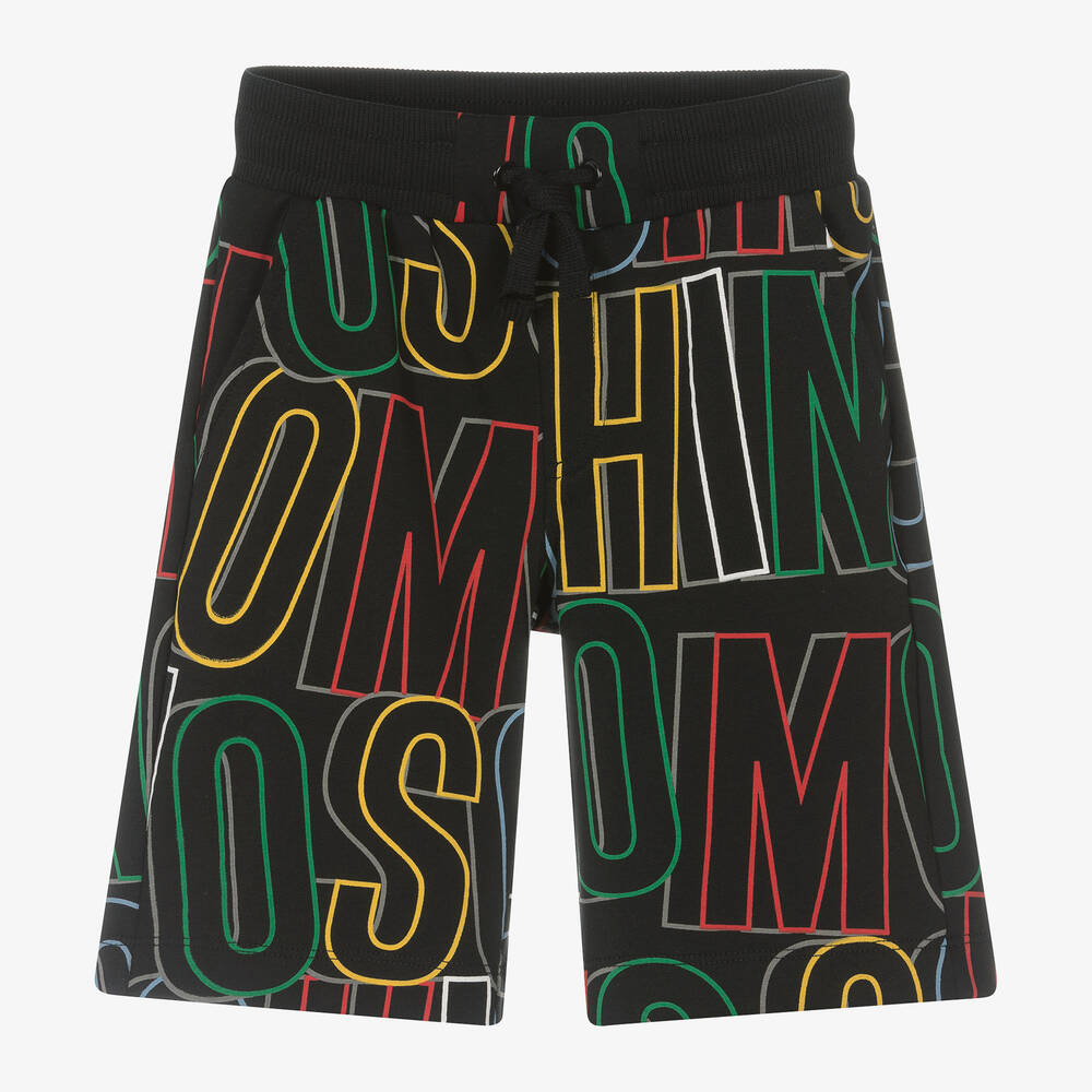 Moschino Kid-Teen-Boys Black Graphic Cotton Shorts | Childrensalon Outlet