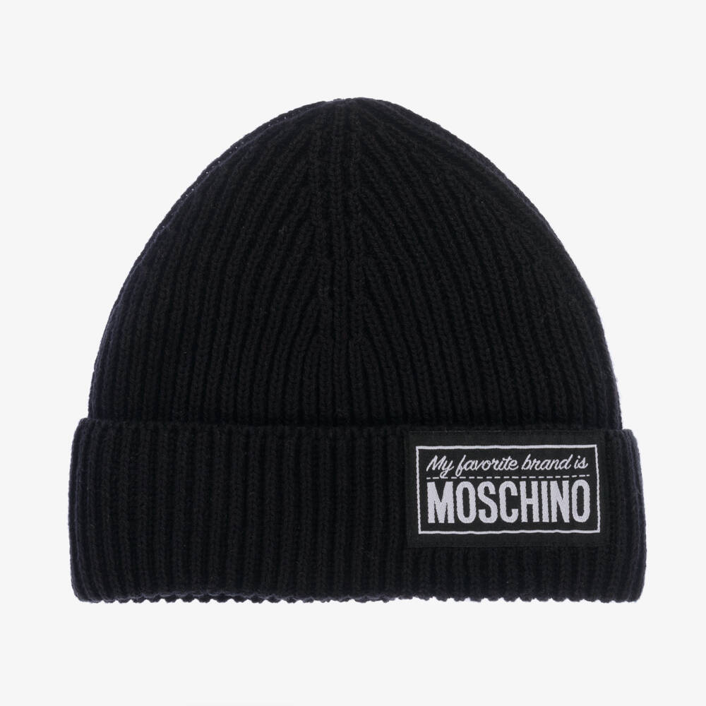 Moschino Kid-Teen-Boys Black Knit Wool Beanie | Childrensalon Outlet