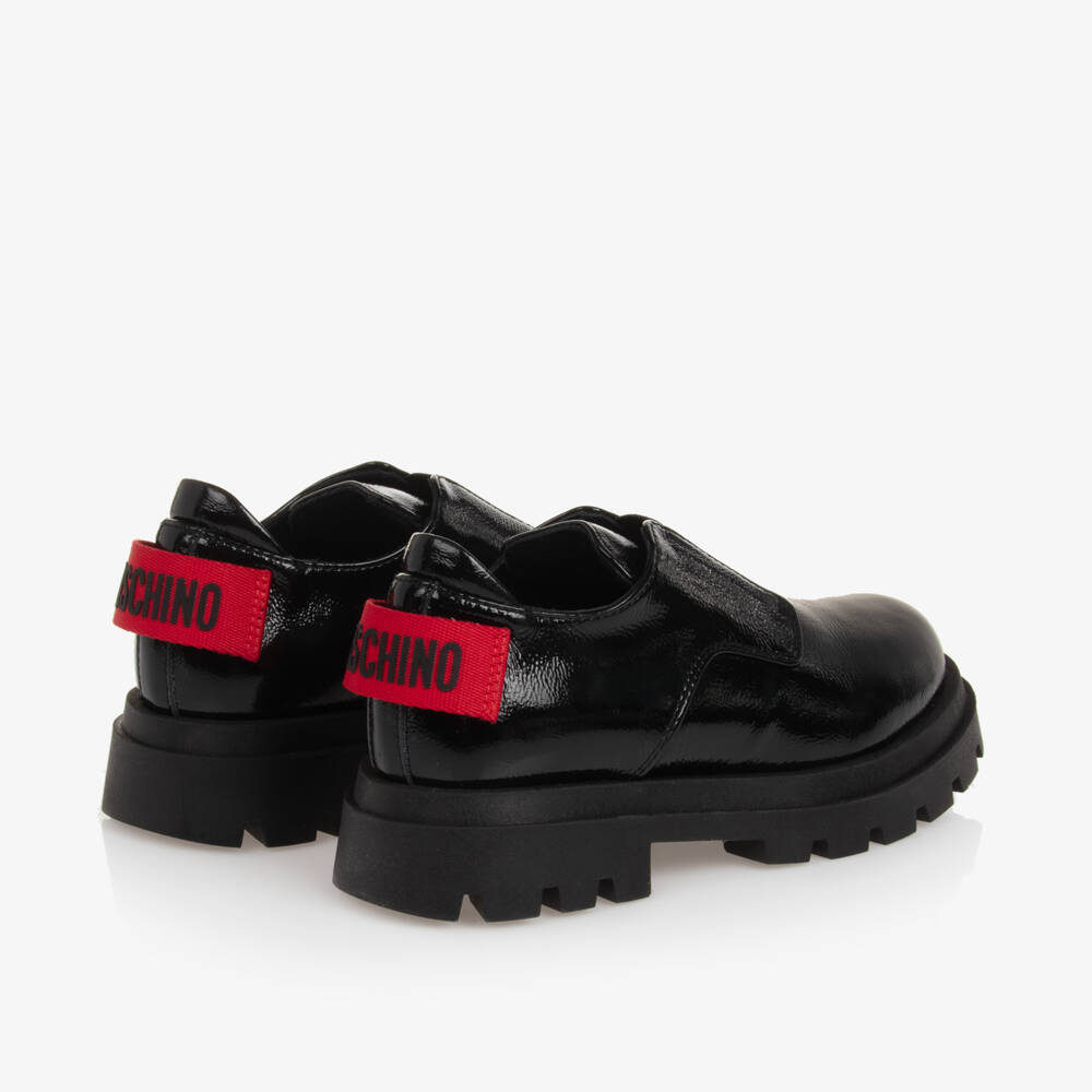 موسكينو-حذاء لوفر جلد لامع لون أسود | Childrensalon Outlet