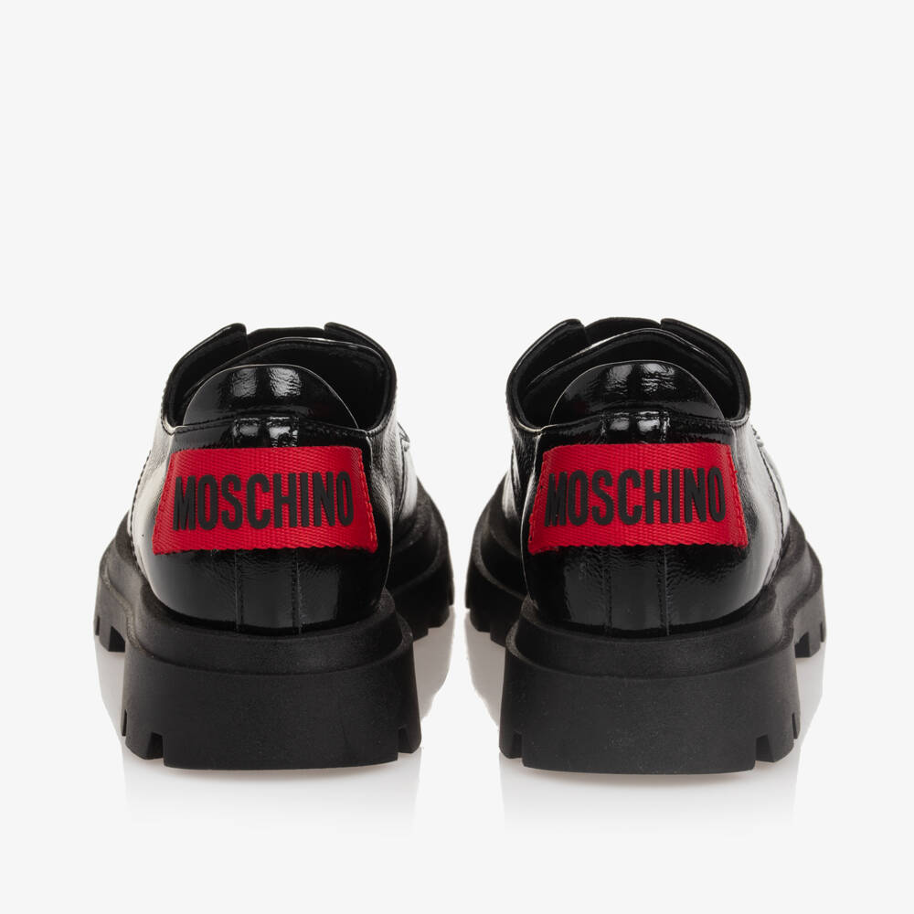 موسكينو-حذاء لوفر جلد لامع لون أسود | Childrensalon Outlet