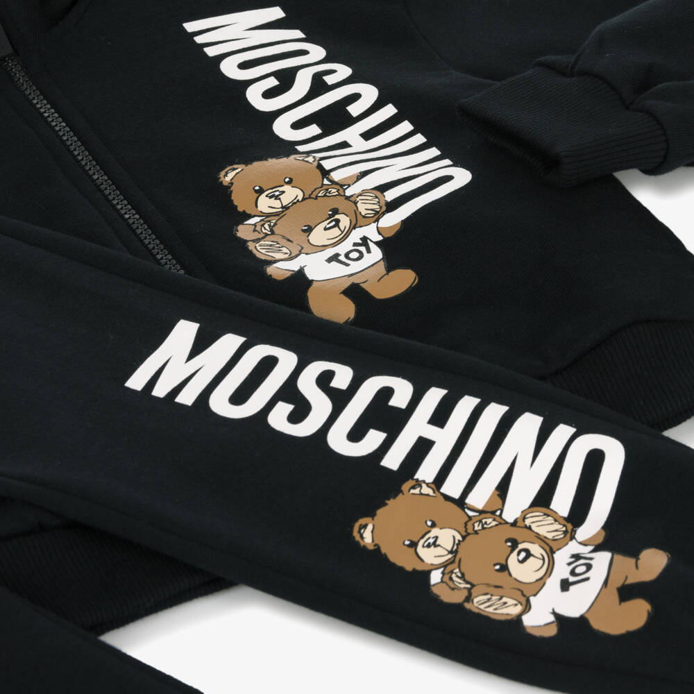 Moschino Kid-Teen-Boys Black Logo Cotton Set | Childrensalon Outlet