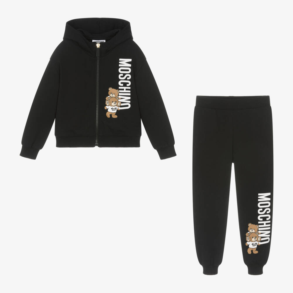 Moschino Kid-Teen-Boys Black Logo Cotton Set | Childrensalon Outlet