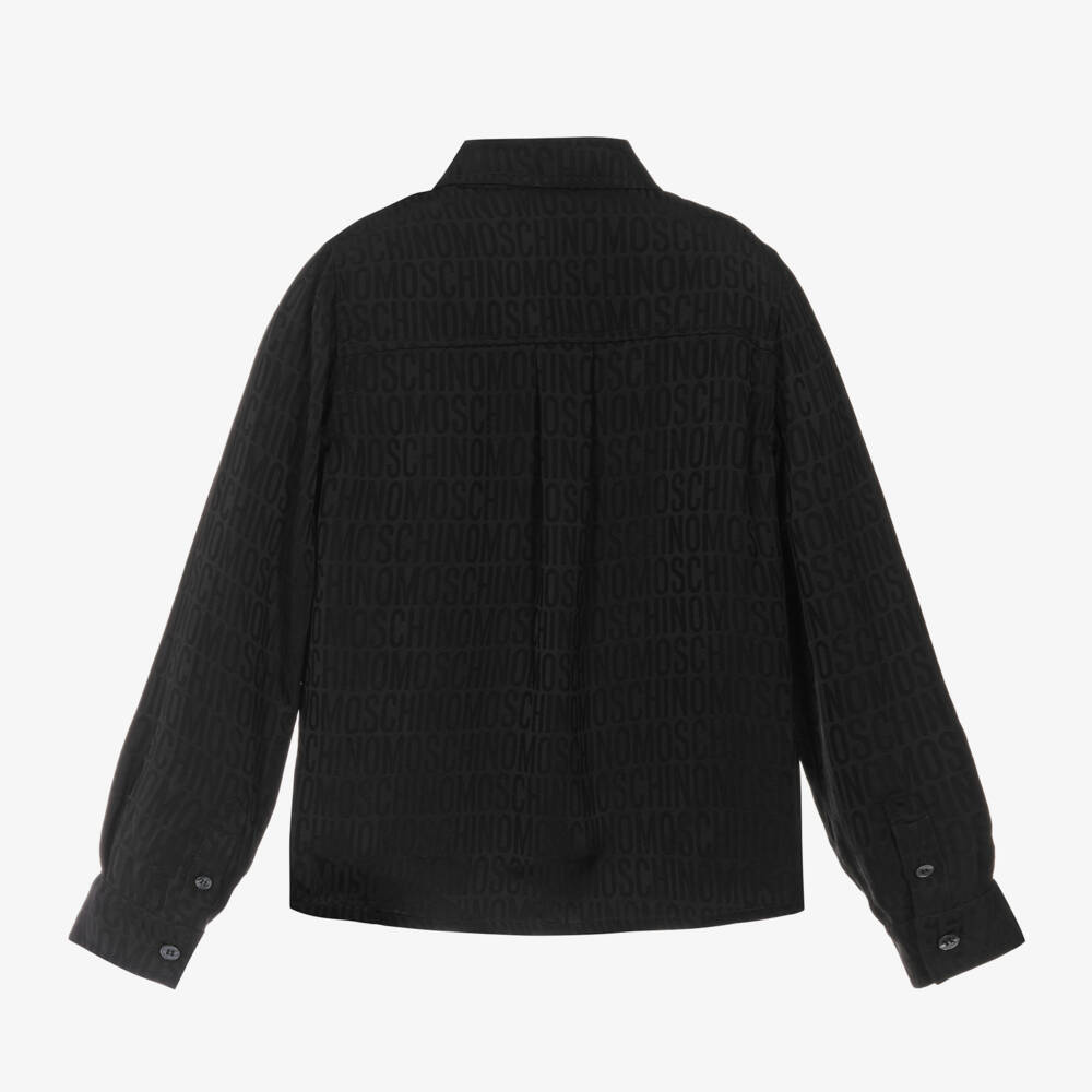موسكينو Kid-Teen-قميص فسكوز جاكار لون أسود للأولاد | Childrensalon Outlet
