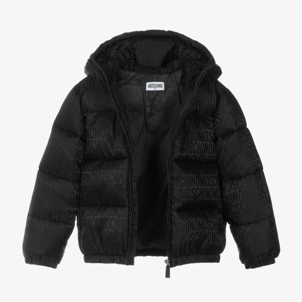 Moschino Kid-Teen-Boys Black Logo Puffer Coat | Childrensalon Outlet