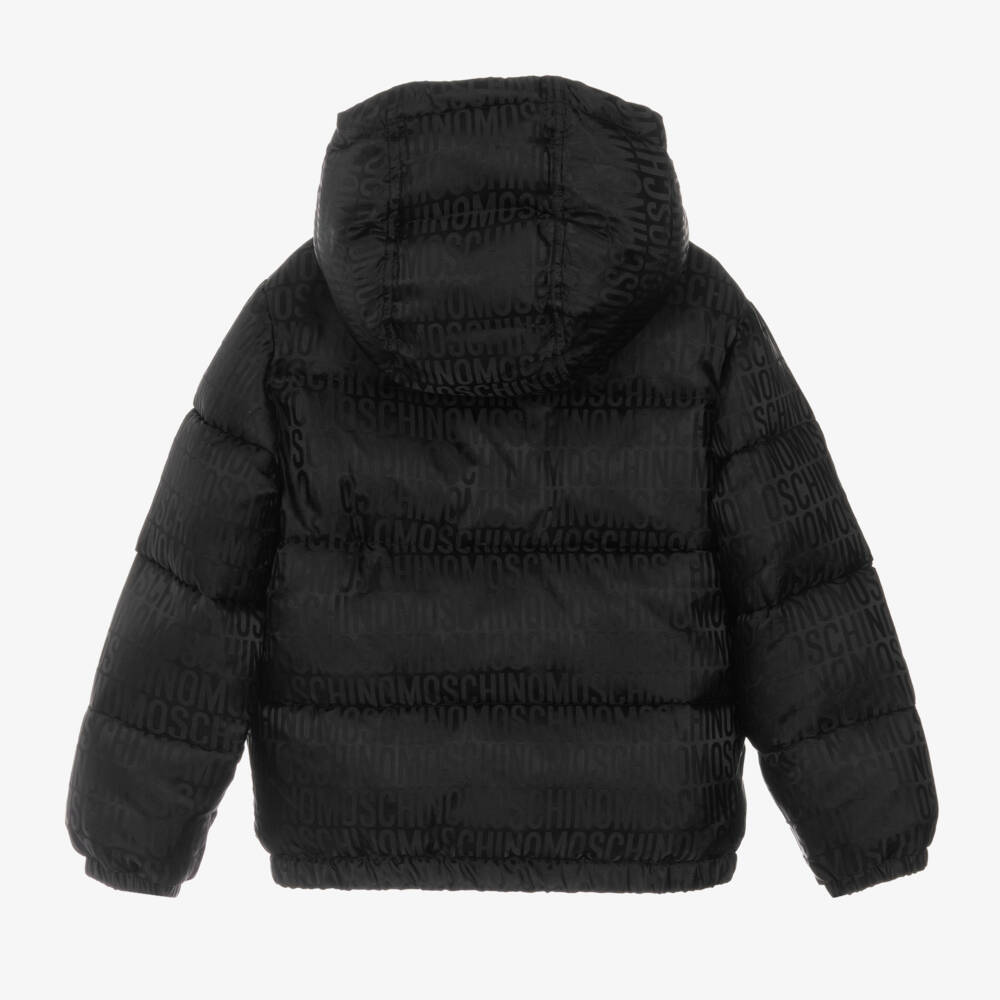 Moschino Kid-Teen-Boys Black Logo Puffer Coat | Childrensalon Outlet