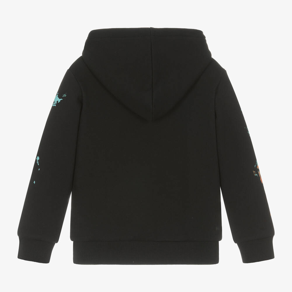 Moschino Kid-Teen - Boys Black Paint Cotton Hoodie
