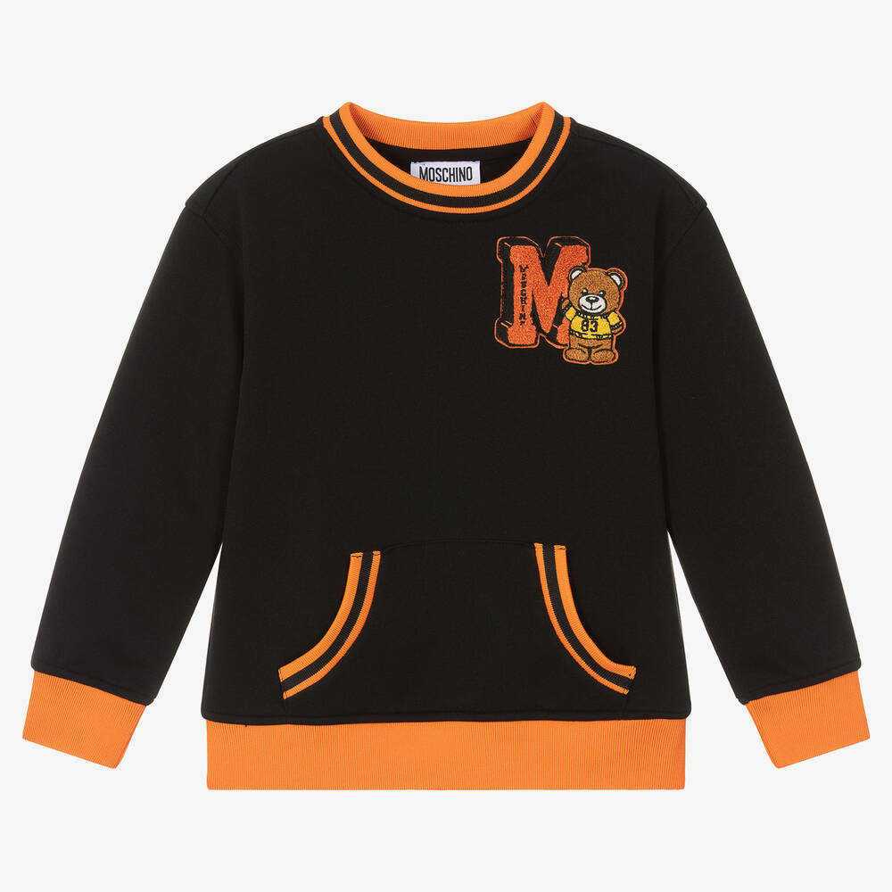 Boys Black Teddy Bear Logo Sweatshirt