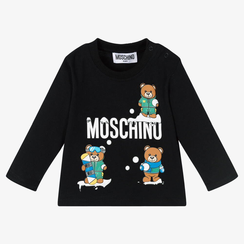 Moschino Baby - توب أطفال ولادي قطن لون أسود | Childrensalon