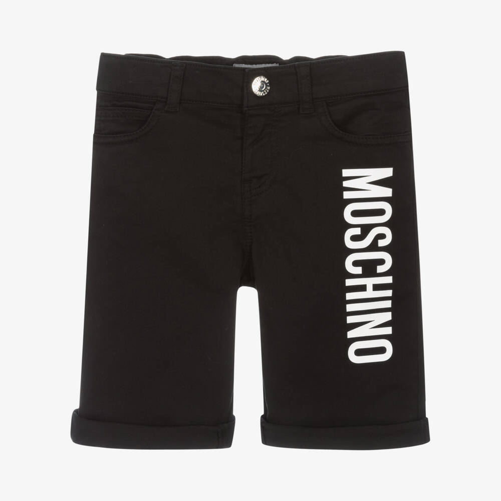 Moschino Kid-Teen - Boys Black Twill Logo Shorts | Childrensalon