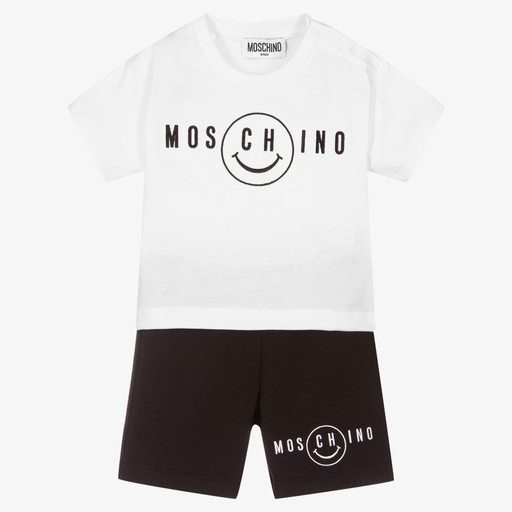 Moschino Baby - Белая футболка и черные шорты для мальчиков | Childrensalon