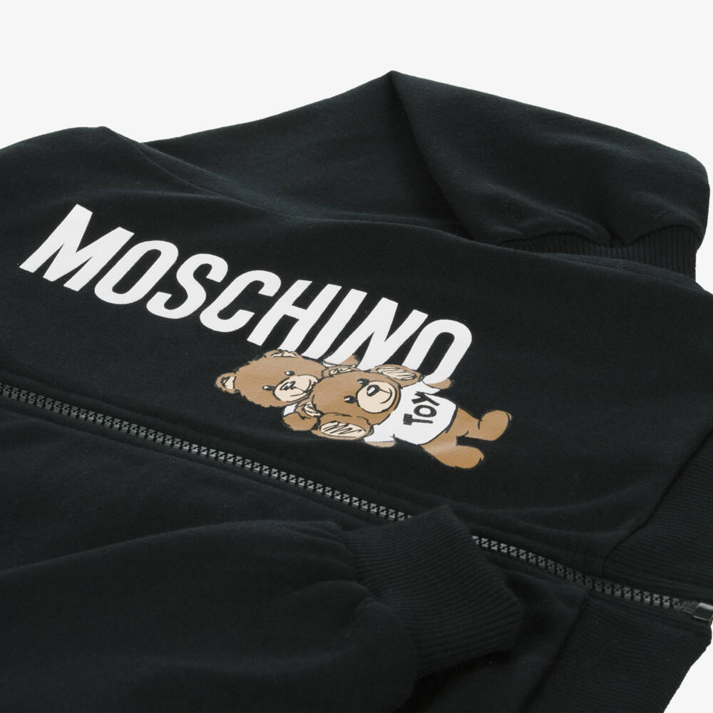 Moschino Kid-Teen-Boys Black Zip-Up Sweatshirt | Childrensalon Outlet