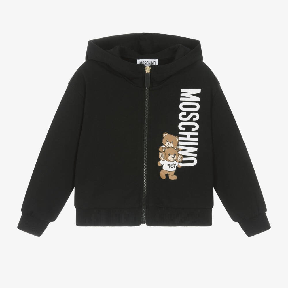 Moschino Kid-Teen-Boys Black Zip-Up Sweatshirt | Childrensalon Outlet
