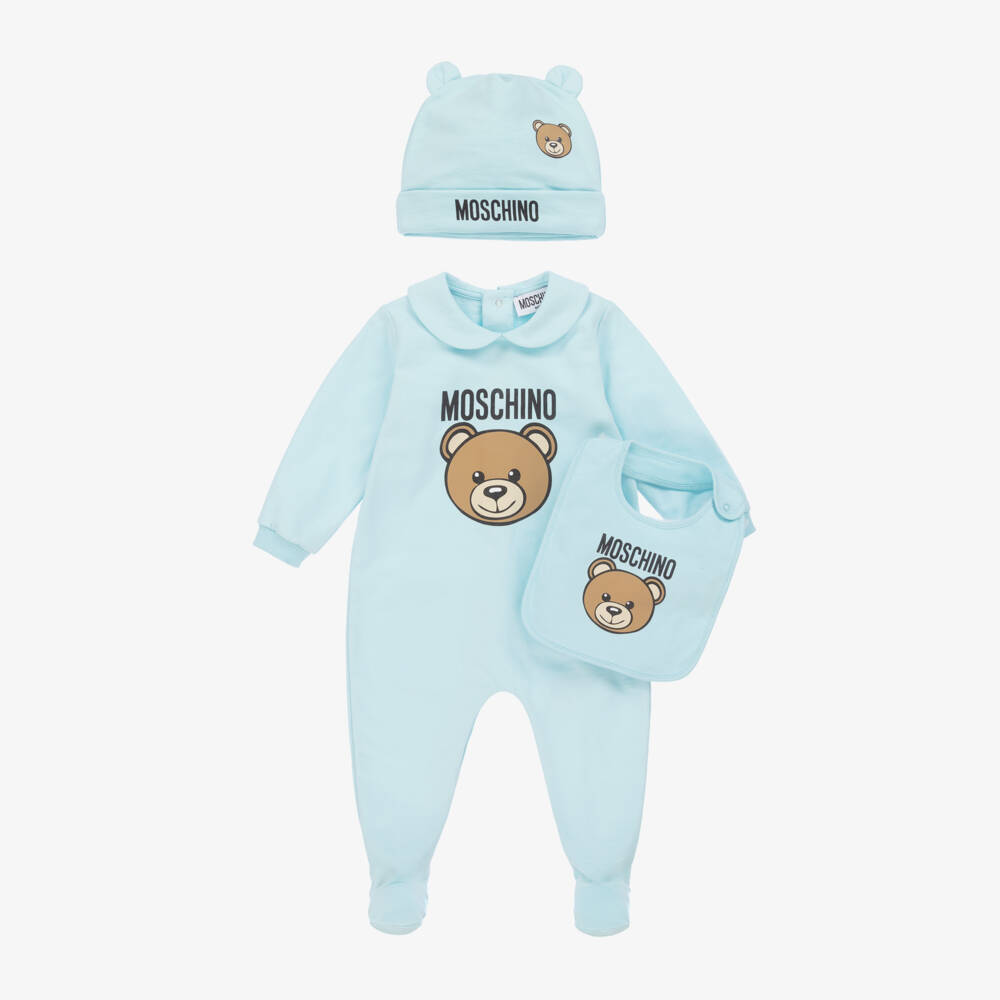 Moschino Baby-Boys Blue Bear Cotton Ensemble | Childrensalon Outlet