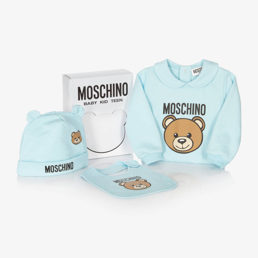 Moschino Baby-Boys Blue Bear Cotton Ensemble | Childrensalon Outlet