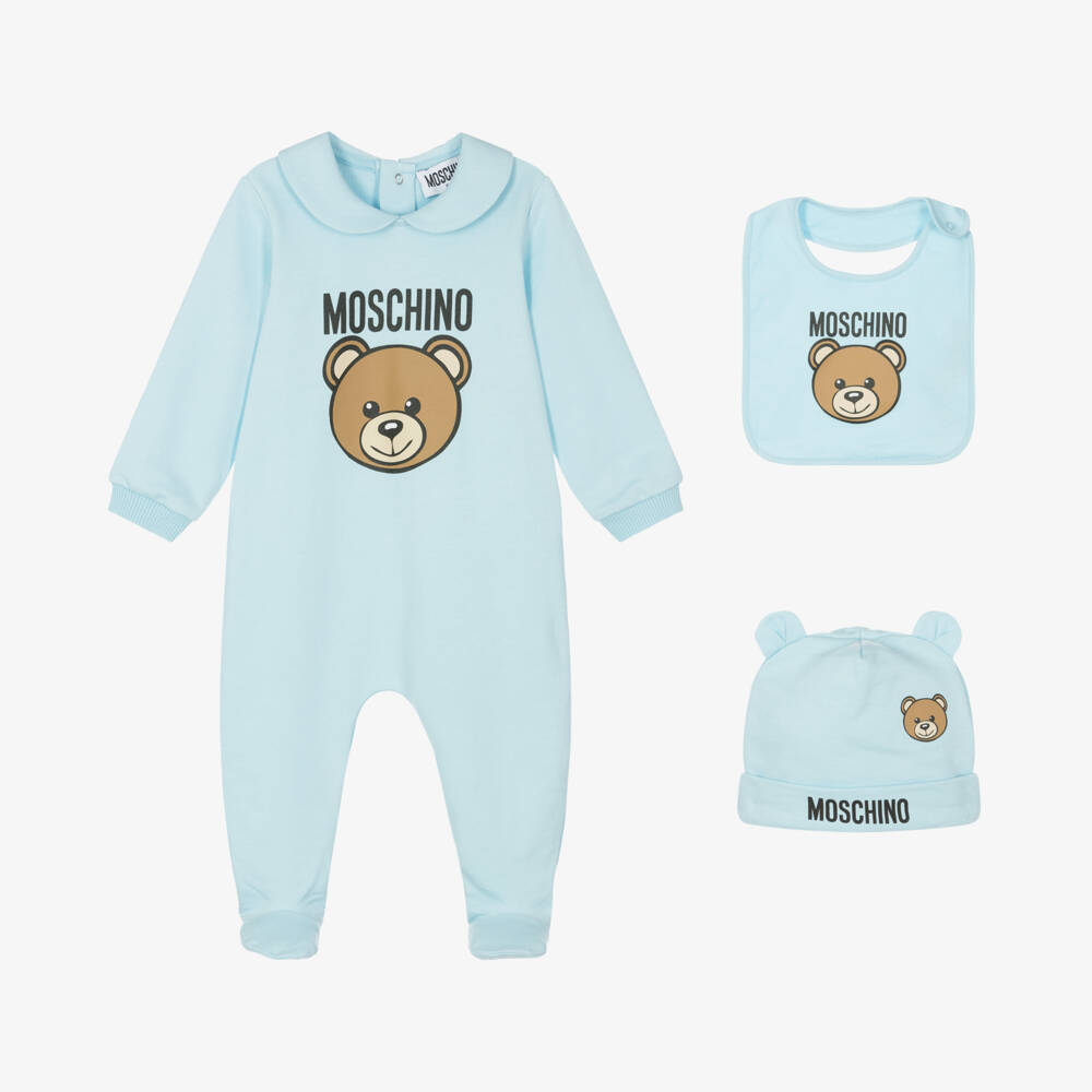 Moschino Baby-Boys Blue Bear Cotton Ensemble | Childrensalon Outlet