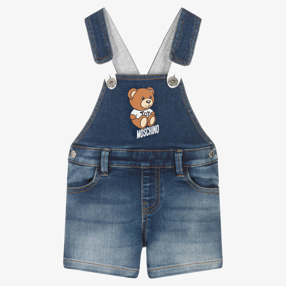 Moschino Baby - Boys Blue Bear Denim Dungarees | Childrensalon