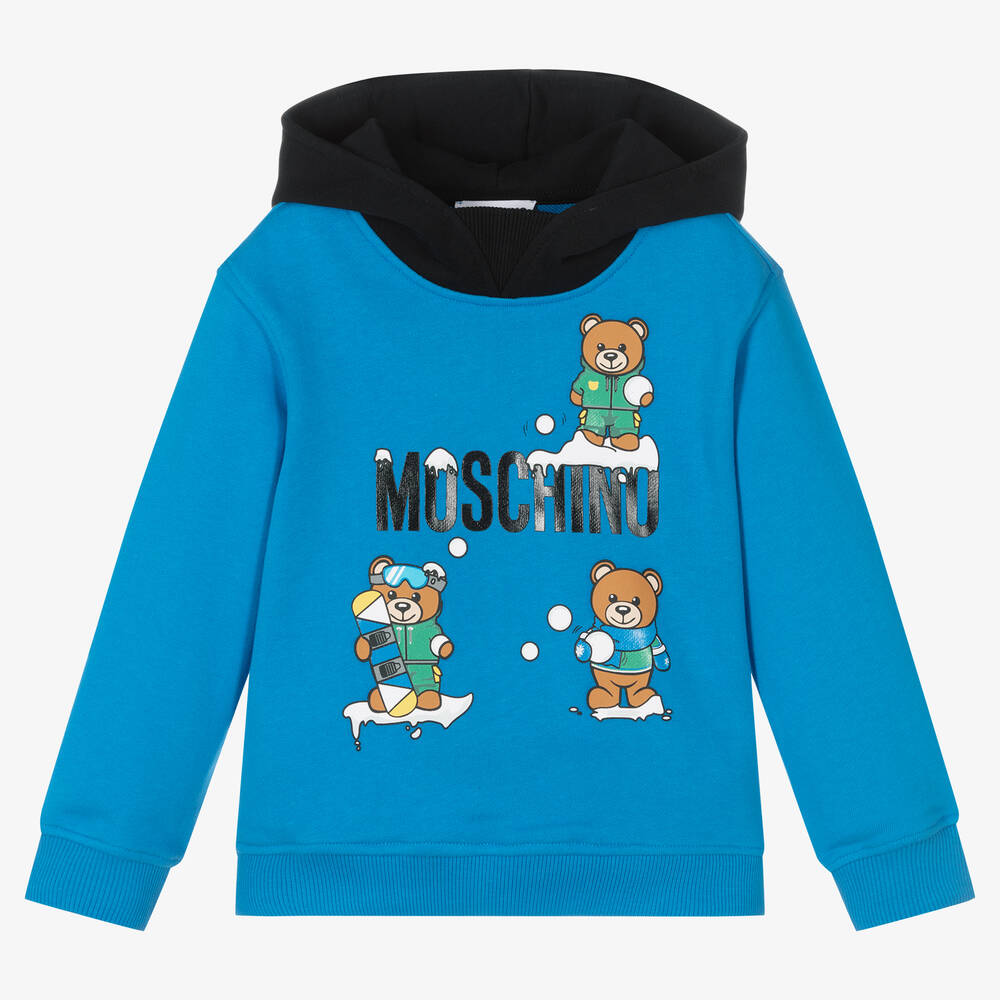 Moschino Kid-Teen - Boys Blue Bear Logo Hoodie | Childrensalon