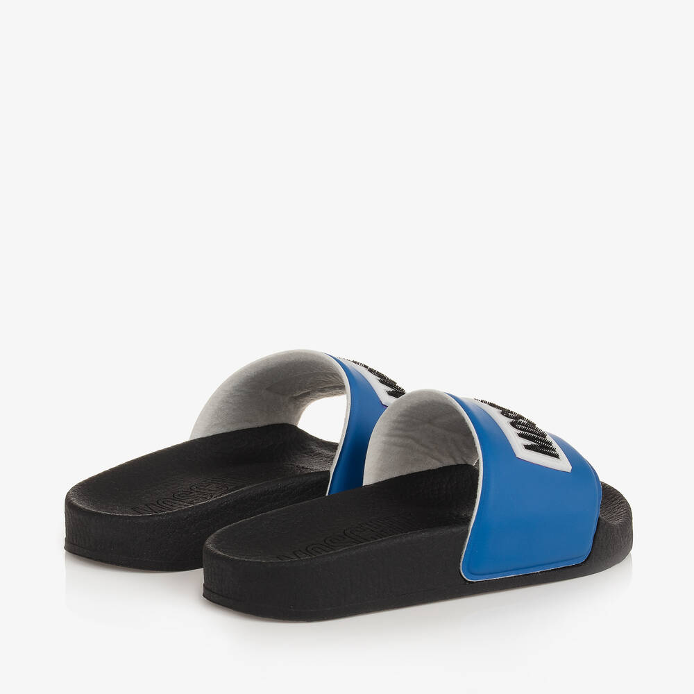 Moschino Kid-Teen - Boys Blue & Black Sliders