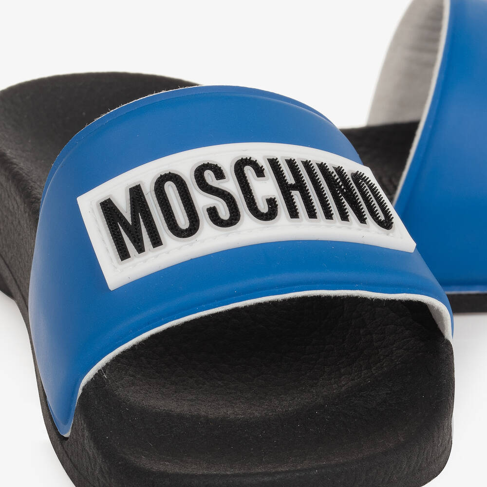 Moschino Kid-Teen-Boys Blue & Black Sliders | Childrensalon Outlet