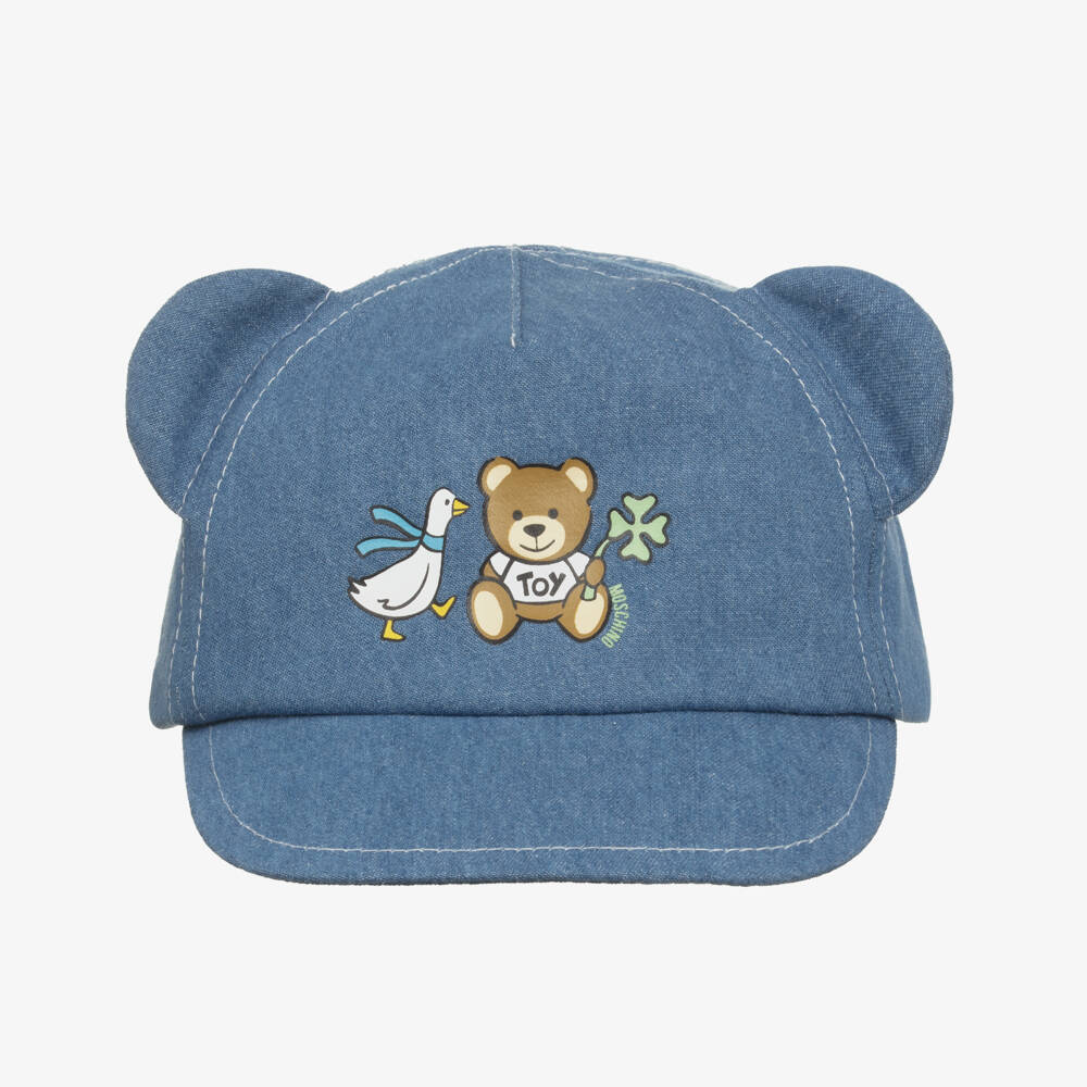 Moschino-Boys Blue Chambray Bear Hat | Childrensalon Outlet