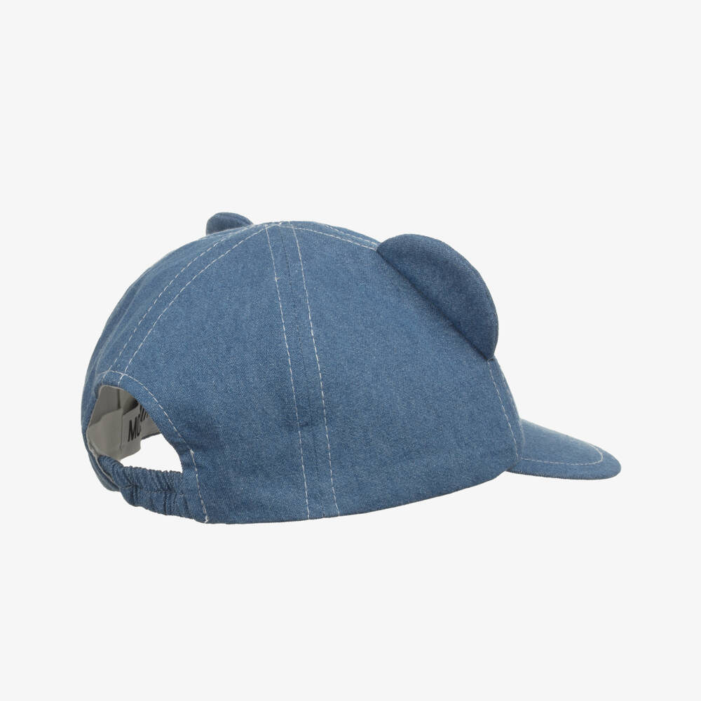 Moschino-Шляпа из голубого шамбре с медведем для мальчиков | Childrensalon Outlet