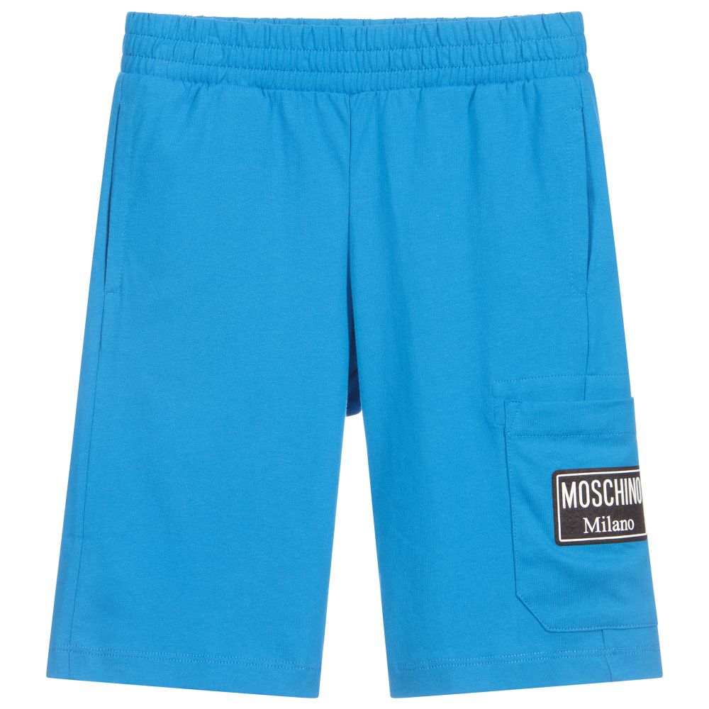 Moschino Kid-Teen - Boys Blue Cotton Jersey Shorts | Childrensalon