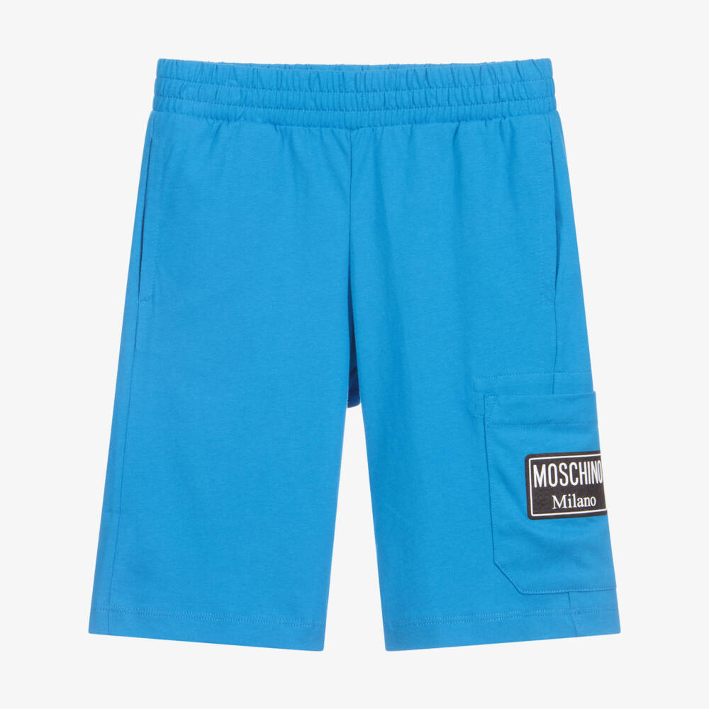 Moschino Кид-Тин-Boys Blue Cotton Jersey Shorts | Childrensalon Outlet