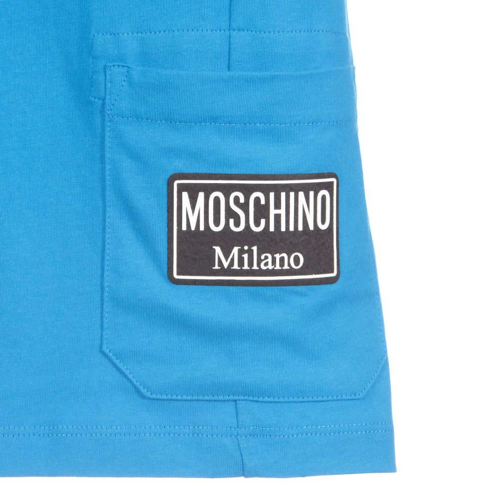 Moschino Kid-Teen-Boys Blue Cotton Jersey Shorts | Childrensalon Outlet