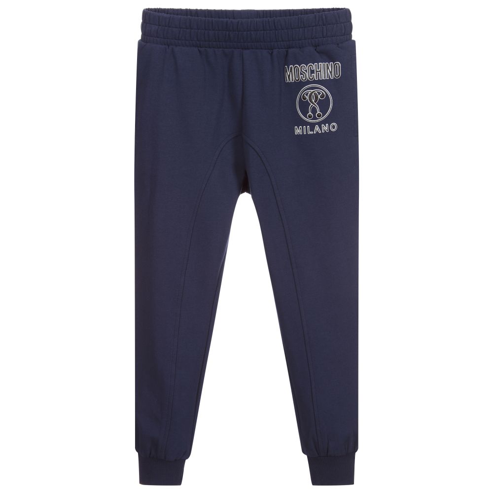 Moschino Kid-Teen - Boys Blue Cotton Joggers | Childrensalon