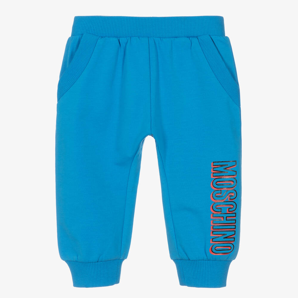 Moschino Baby - Boys Blue Cotton Logo Joggers | Childrensalon