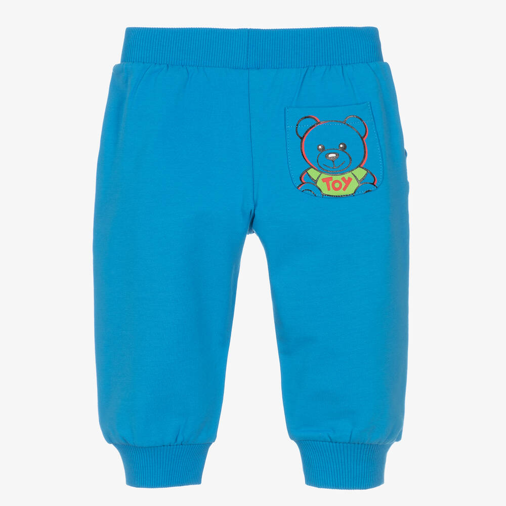 Moschino Малыши-Boys Blue Cotton Logo Joggers | Childrensalon Outlet