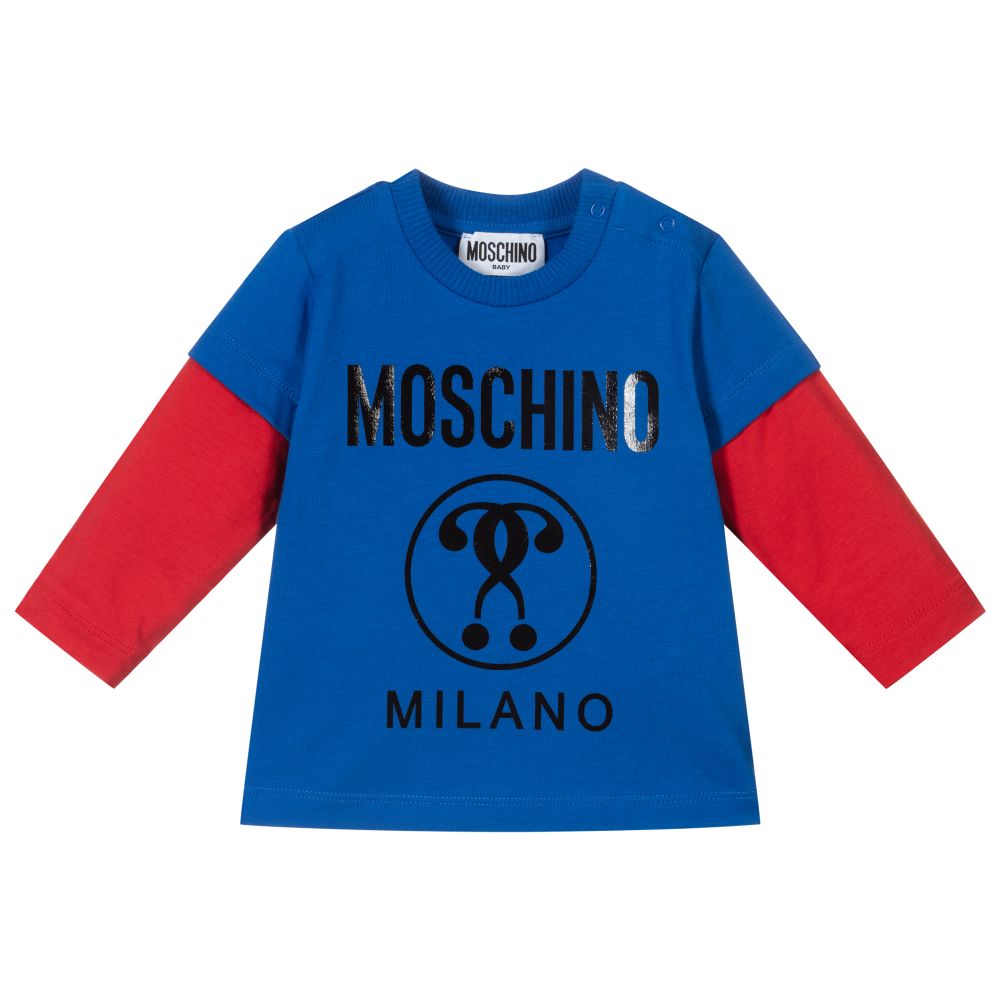 Moschino Baby - Boys Blue Cotton Logo Top | Childrensalon
