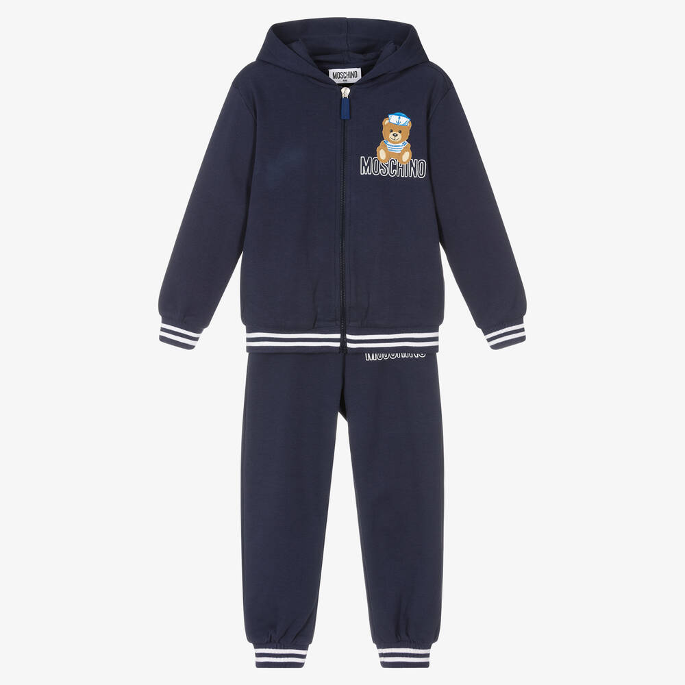 Moschino Kid-Teen - Survêtement bleu en coton piqué | Childrensalon