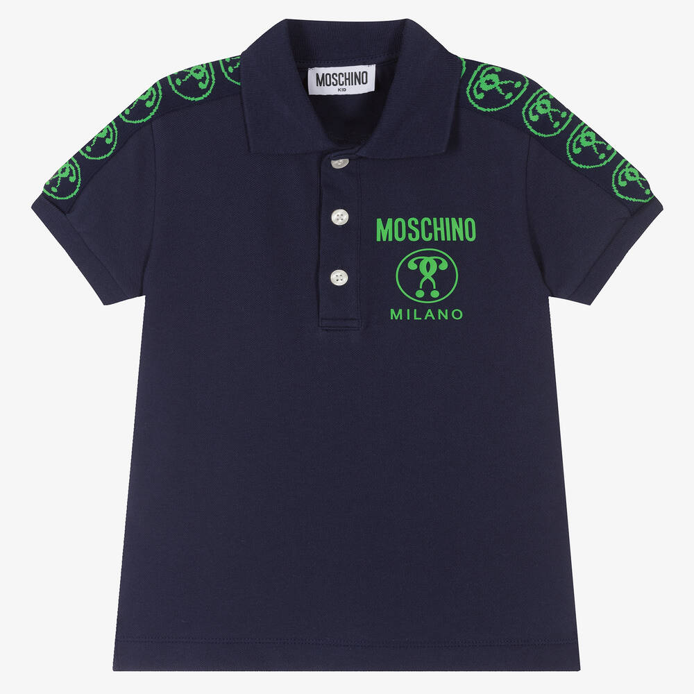 Moschino Kid-Teen - Polo bleu en piqué de coton garçon | Childrensalon