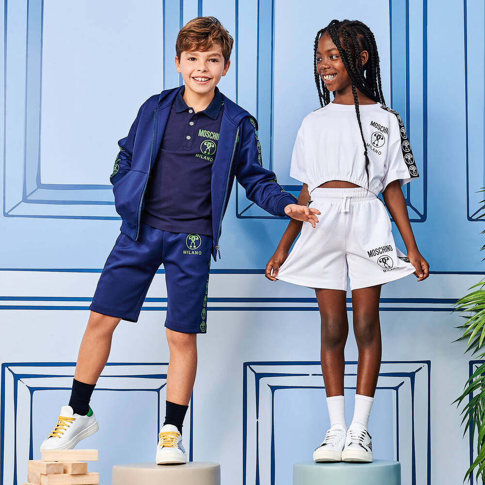 Moschino Kid-Teen-Boys Blue Cotton Piqué Polo Shirt | Childrensalon Outlet