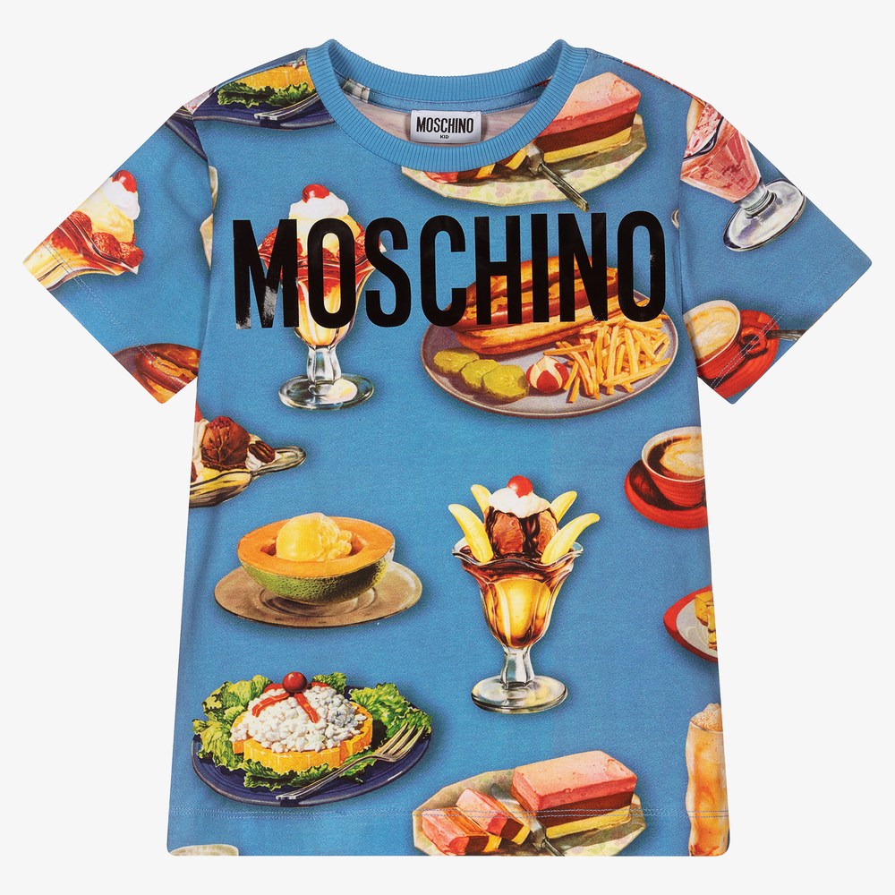 Moschino Kid-Teen - تيشيرت قطن جيرسي لون أزرق للأولاد | Childrensalon