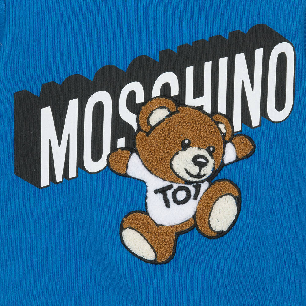 Moschino Boys Blue Cotton Teddy Bear Sweatshirt Childrensalon Outlet