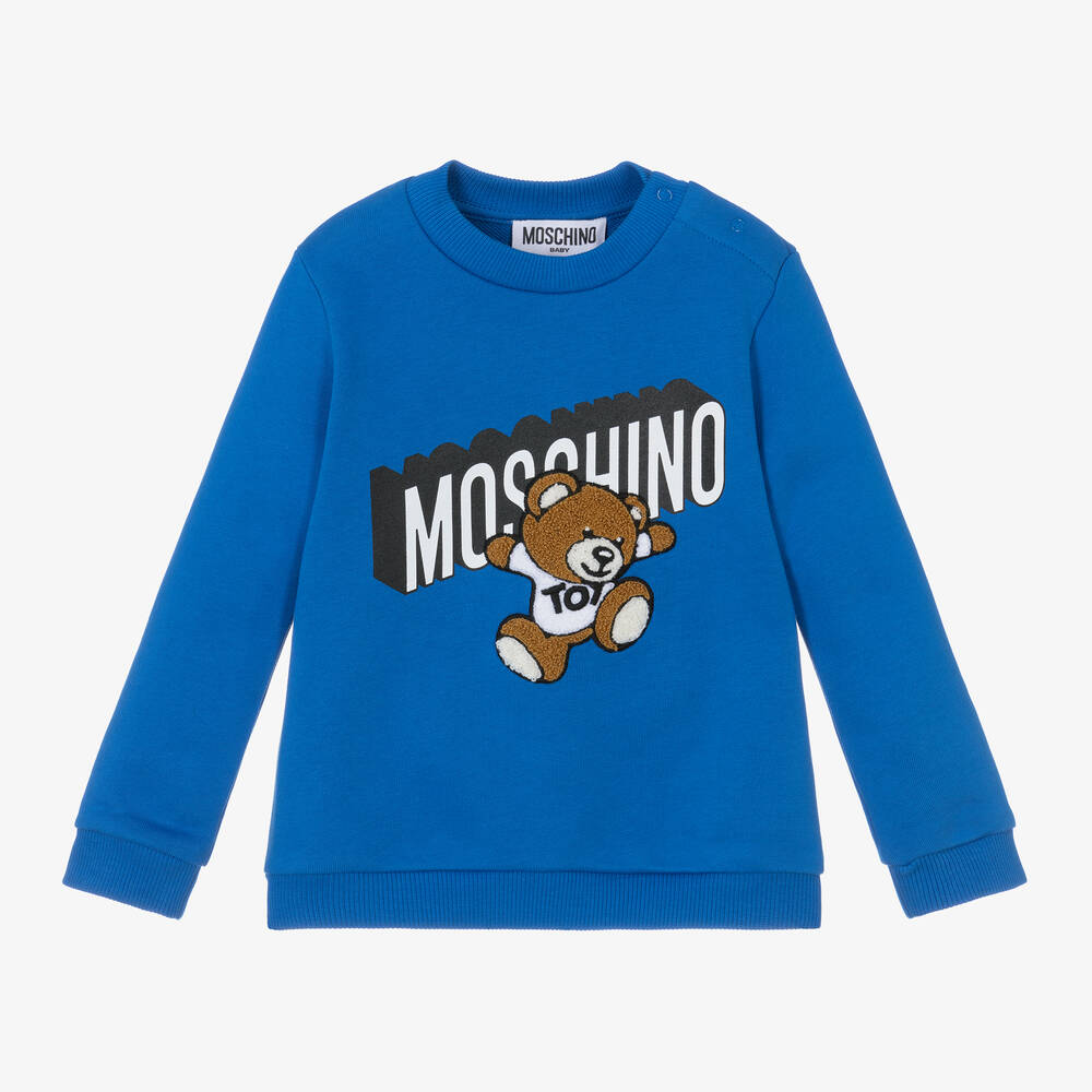 Boys Blue Cotton Teddy Bear Sweatshirt