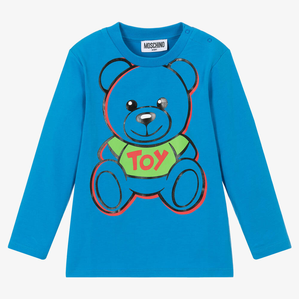 Moschino Baby - Boys Blue Cotton Teddy Bear Top | Childrensalon