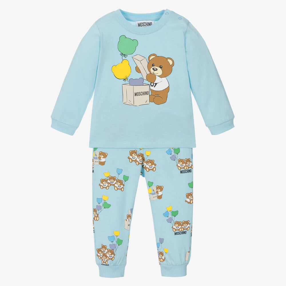 Moschino Baby - Ensemble pantalon bleu Teddy Garçon | Childrensalon