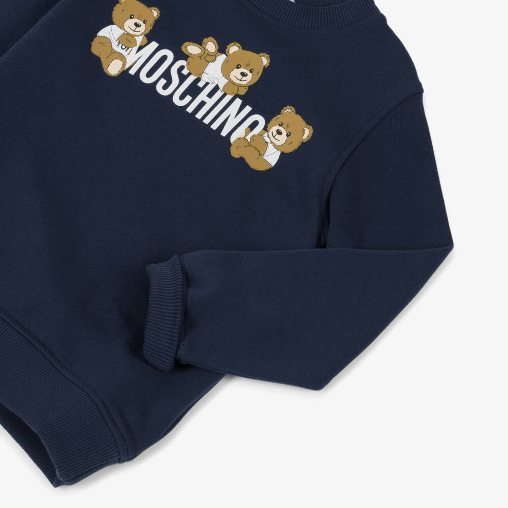 Moschino-Boys Blue Cotton Teddy Sweatshirt | Childrensalon Outlet