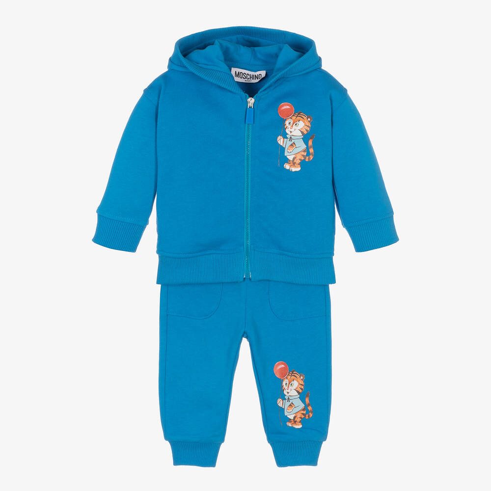 Moschino Baby - Boys Blue Cotton Tracksuit | Childrensalon